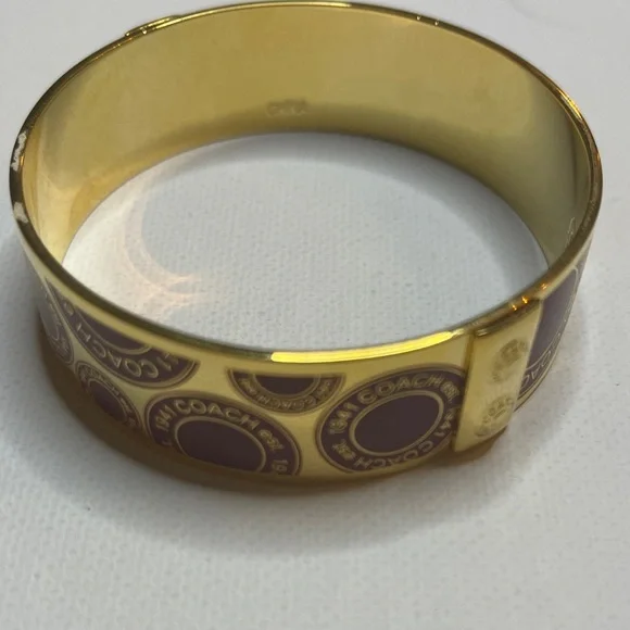 Coach Gold Bangle with Purple Circles - Picture 2 of 9
